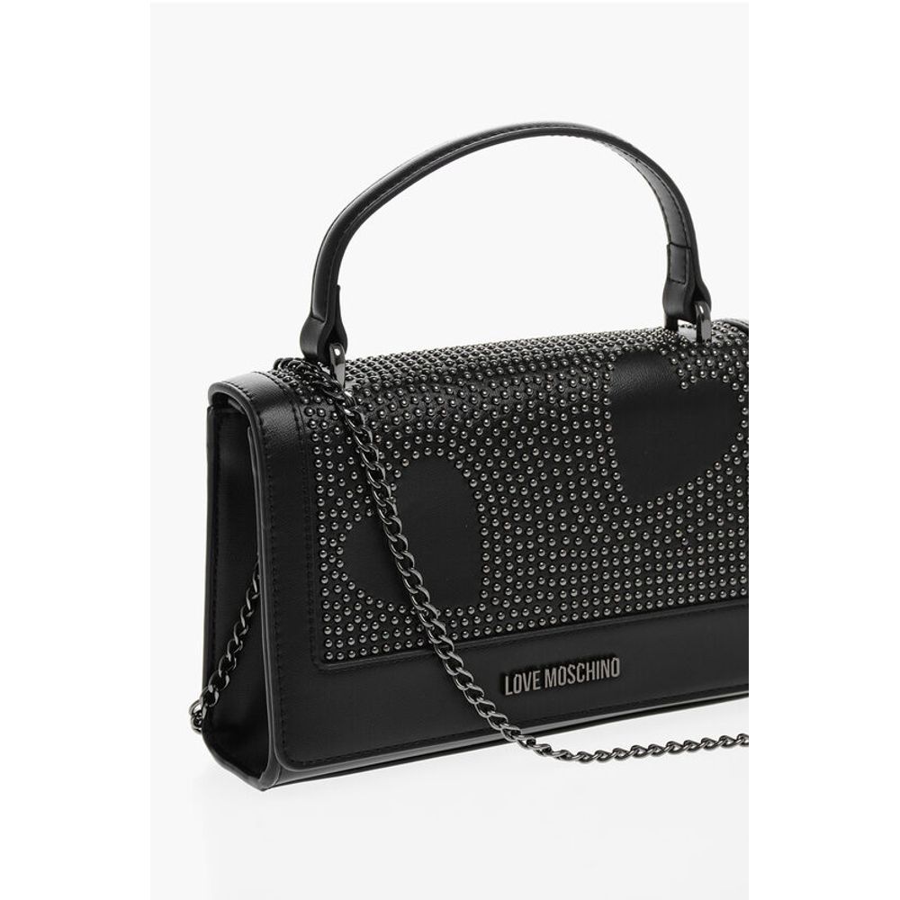Moschino LOVE Faux Leather Embellished Studs Hand Bag with Chain