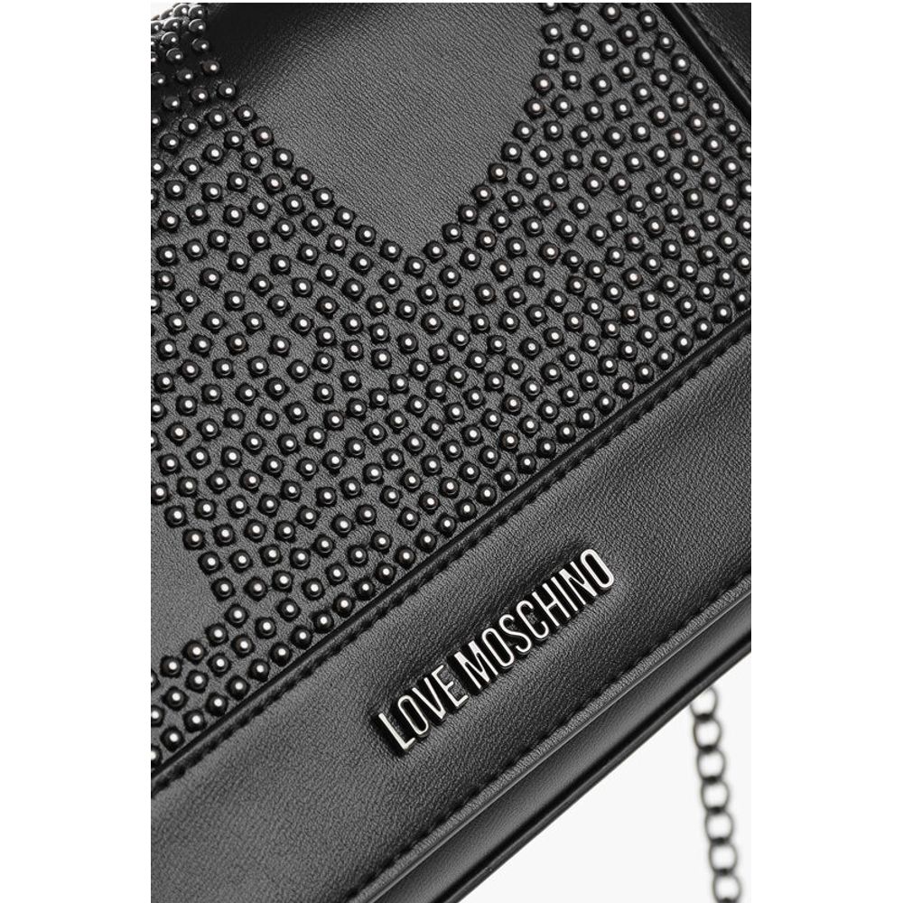 Moschino LOVE Faux Leather Embellished Studs Hand Bag with Chain