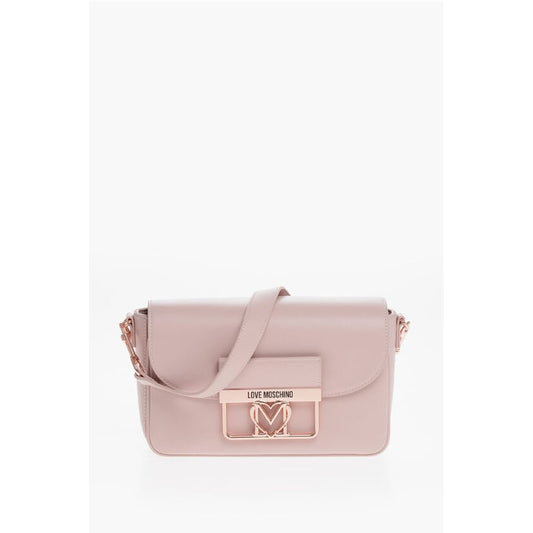 Moschino LOVE Faux Leather Bag with Metal Logo and Removable Shoulder