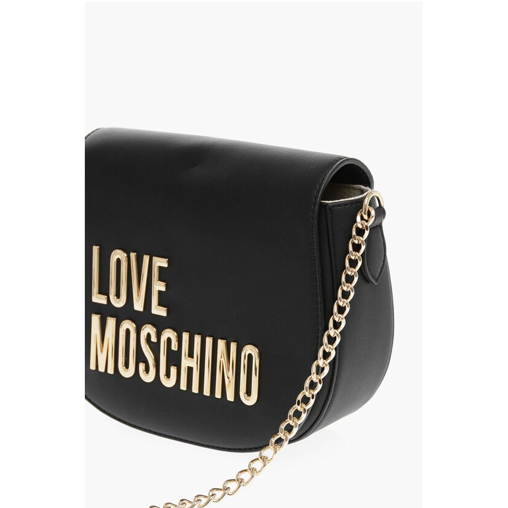 Moschino LOVE Faux Leather Crossbody Bag with Golden Details