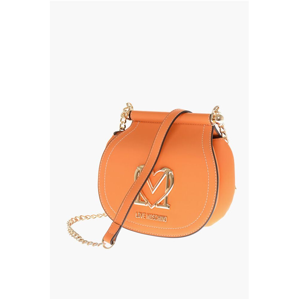 Moschino LOVE Faux Leather Bag with Chain Shoulder Strap and Golden L