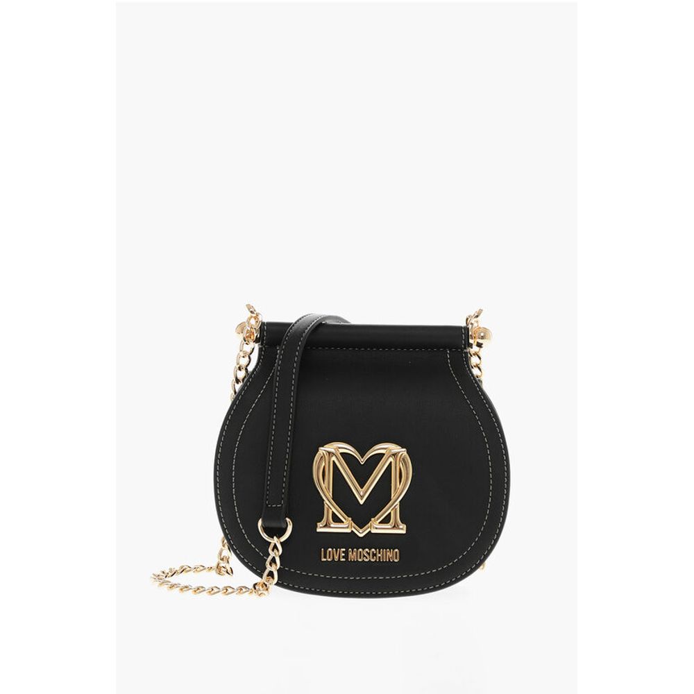 Moschino LOVE Faux Leather Bag with Chain Shoulder Strap and Golden L