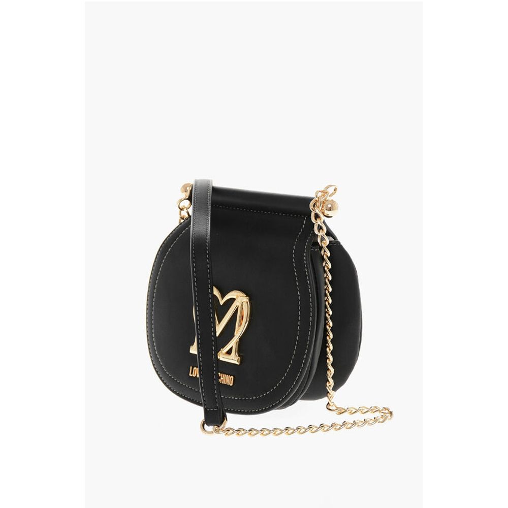 Moschino LOVE Faux Leather Bag with Chain Shoulder Strap and Golden L