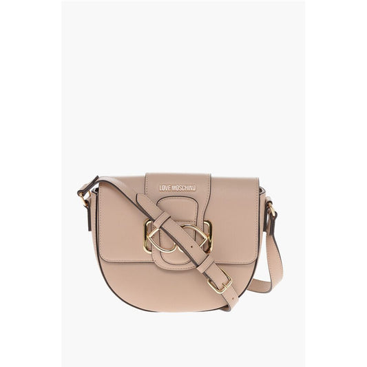 Moschino LOVE Faux Leather Crossbody Bag with Double Metal Heart