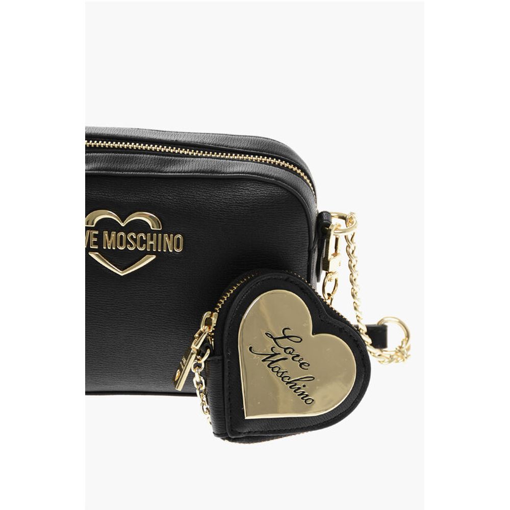 Moschino LOVE Faux Leather Crossbody Bag with Golden Details