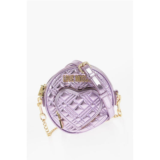 Moschino LOVE Quilted Metallic Faux Leather Bag with Heart-Shaped Poc