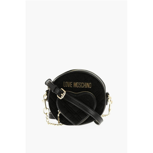 Moschino LOVE Faux Leather and Fabric Round Crossbody Bag with Heart