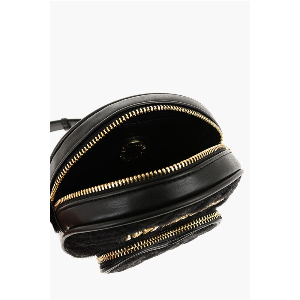 Moschino LOVE Faux Leather and Fabric Round Crossbody Bag with Heart