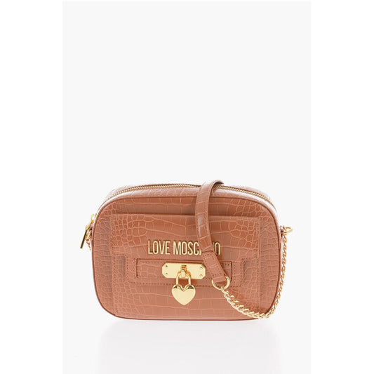 Moschino LOVE Crocodile Effect Faux Leather Crossbody Bag