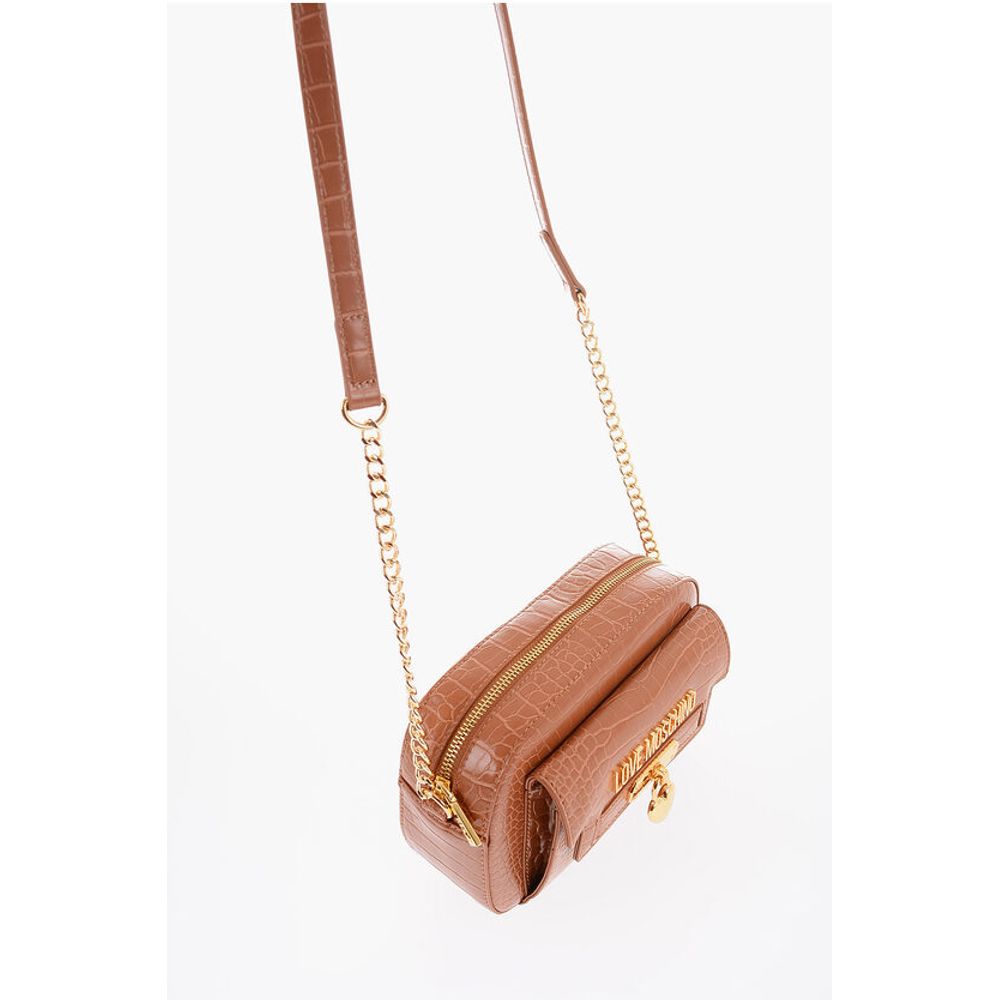 Moschino LOVE Crocodile Effect Faux Leather Crossbody Bag
