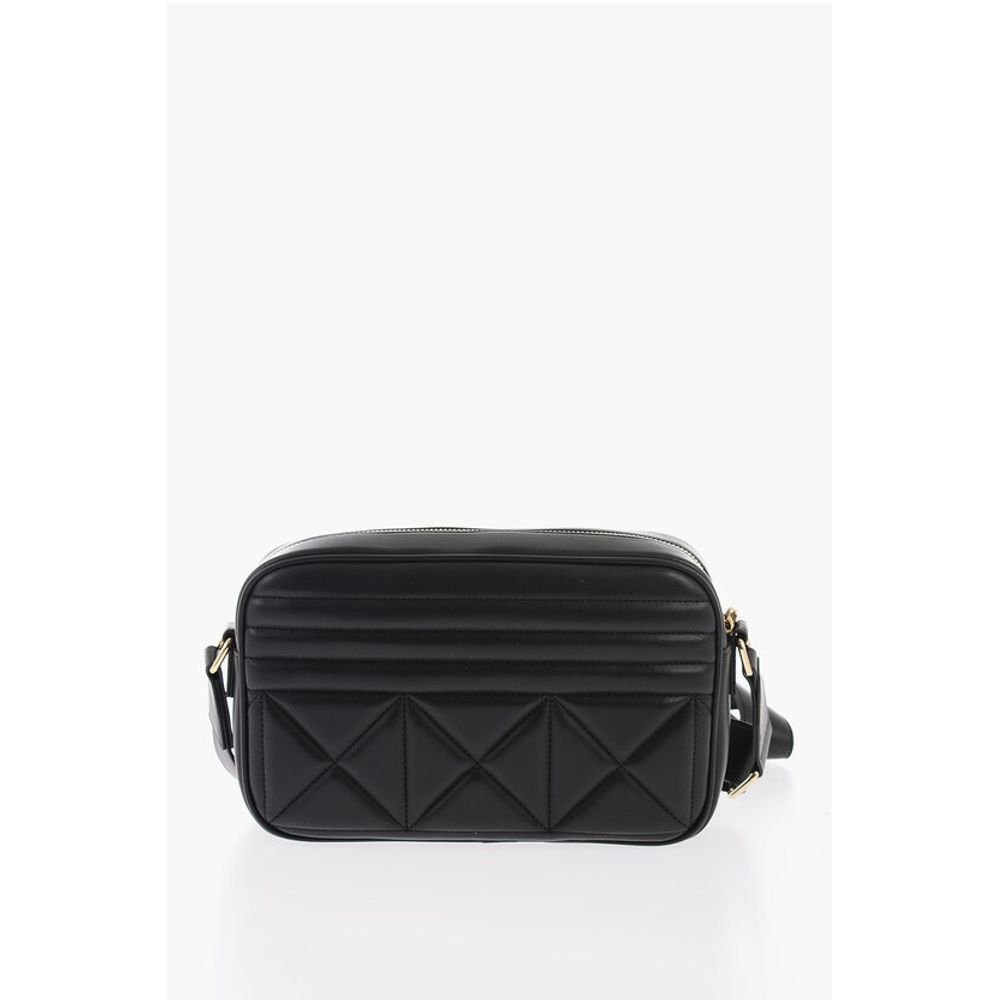 Moschino Quilted Faux Leather Camera Bag With Golden Logo