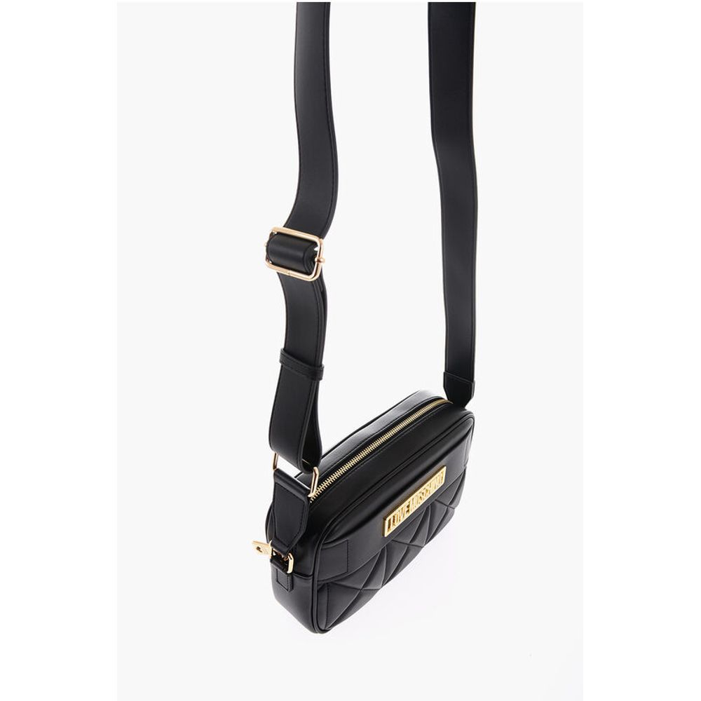 Moschino Quilted Faux Leather Camera Bag With Golden Logo