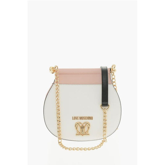 Moschino LOVE Two-Tone Faux Leather Bag with Golden Turn Lock Closure