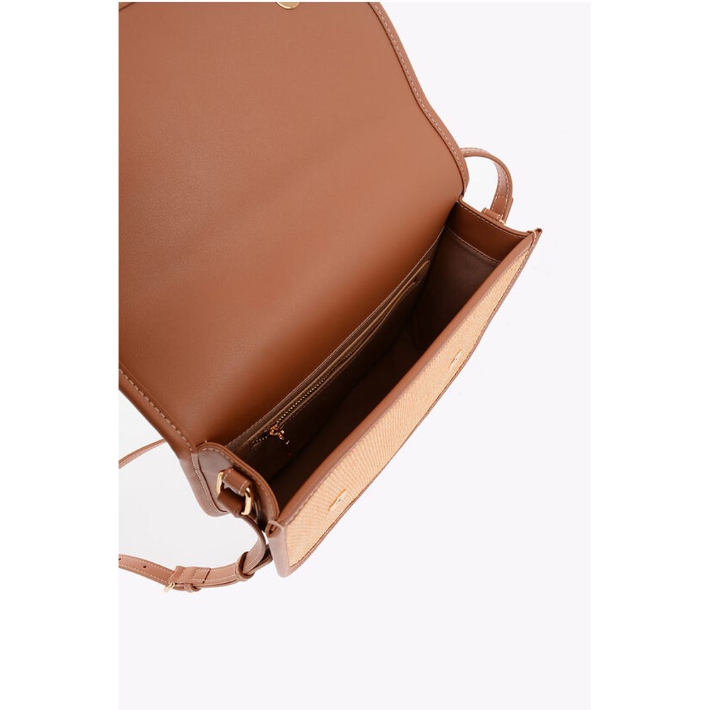 Moschino LOVE Rafia Crossbody Bag With Faux Leather Trimmings