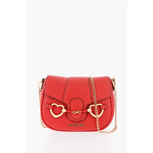 Moschino LOVE Faux Leather BIG HEARTBIT Crossbody Bag with Golden Cla