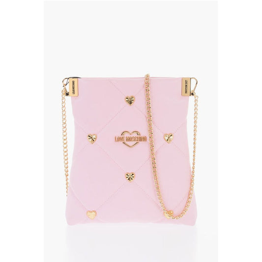 Moschino LOVE Faux Leather Crossbody Bag with All-Over Golder Hearts