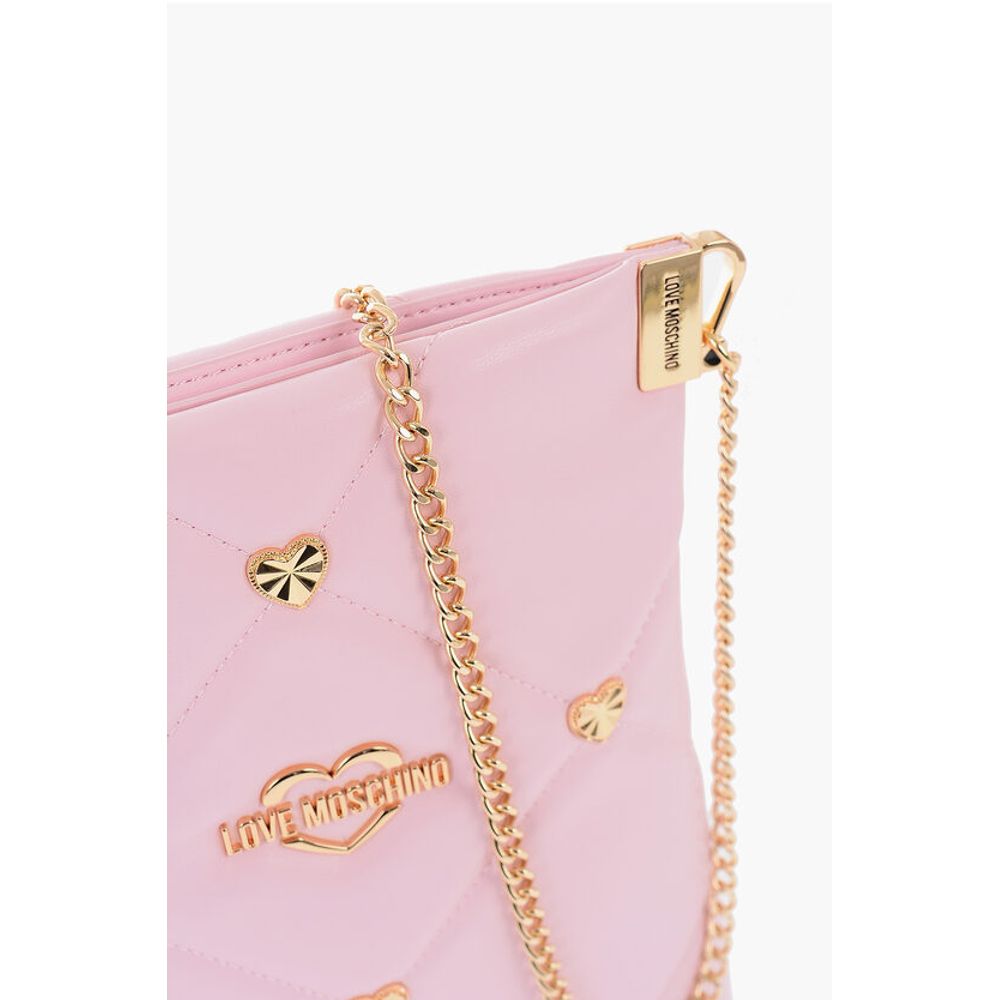 Moschino LOVE Faux Leather Crossbody Bag with All-Over Golder Hearts