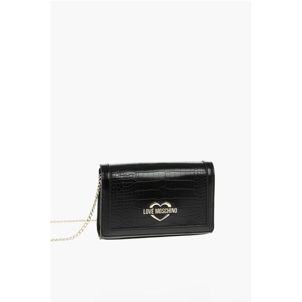 Moschino LOVE Crocodile Effect Faux Leather Crossbody Bag