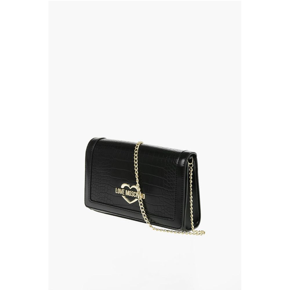 Moschino LOVE Crocodile Effect Faux Leather Crossbody Bag