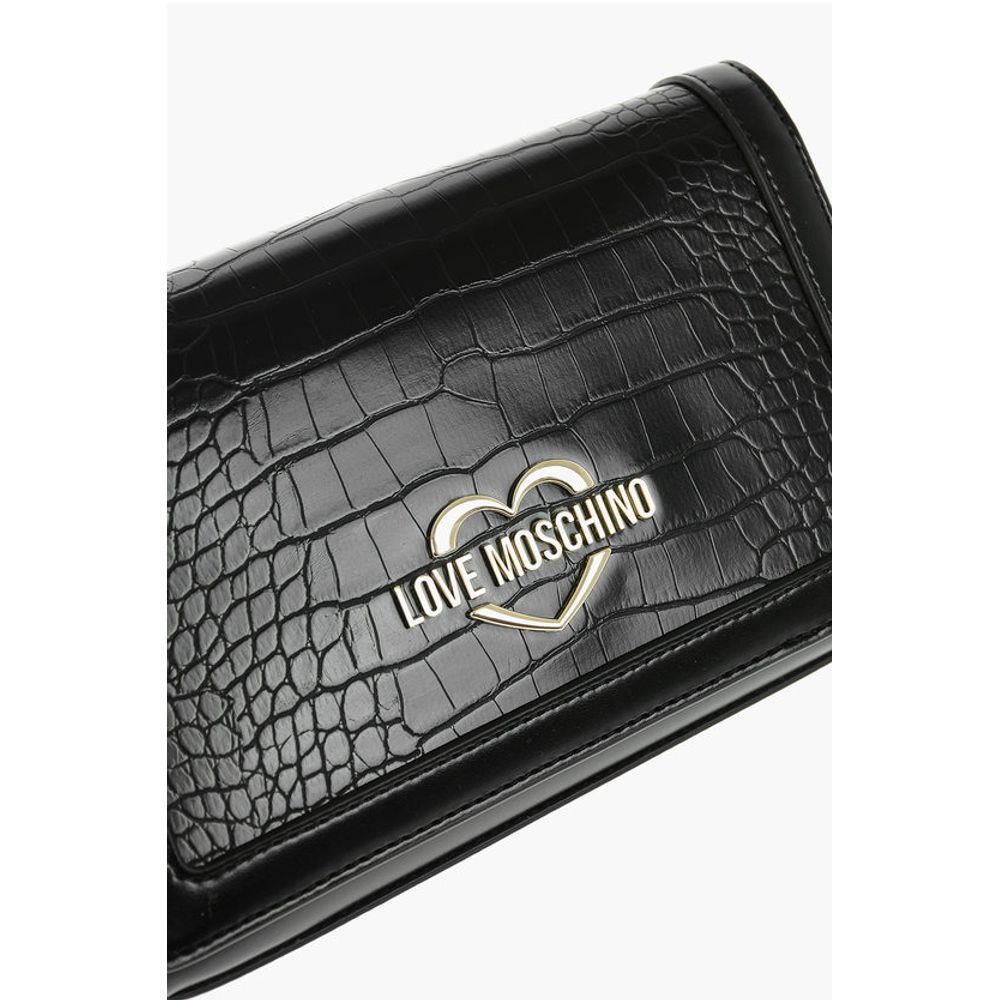 Moschino LOVE Crocodile Effect Faux Leather Crossbody Bag