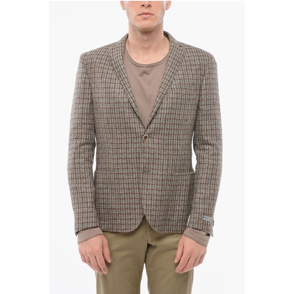 Nino Danieli Checkered Motif Wool Blend Single Breasted Blazer