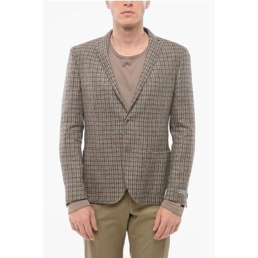 Nino Danieli Checkered Motif Wool Blend Single Breasted Blazer
