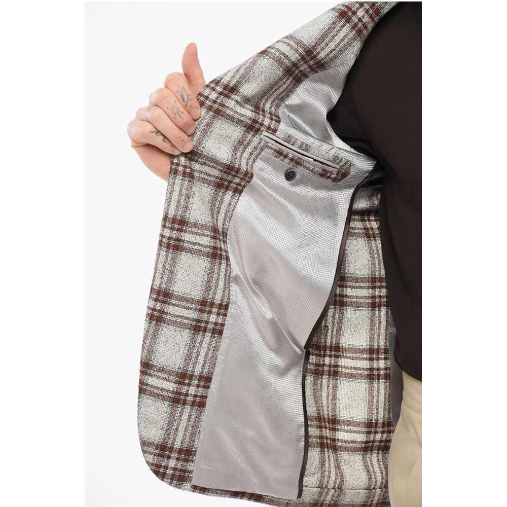 Nino Danieli Checkered Motif Single Breasted Blazer With Patch Pockets
