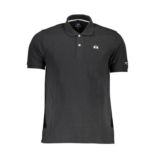La Martina Black Cotton Polo Shirt