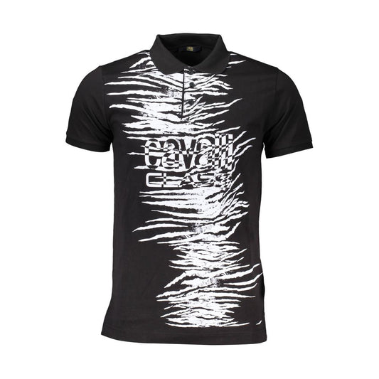 Cavalli Class Black Cotton Polo Shirt