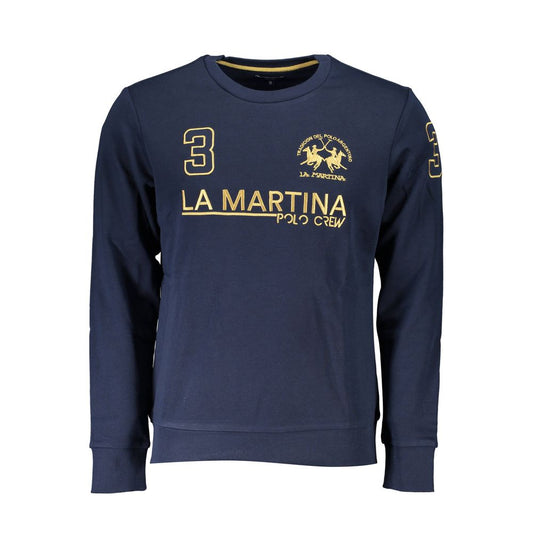 La Martina Blue Cotton Sweater
