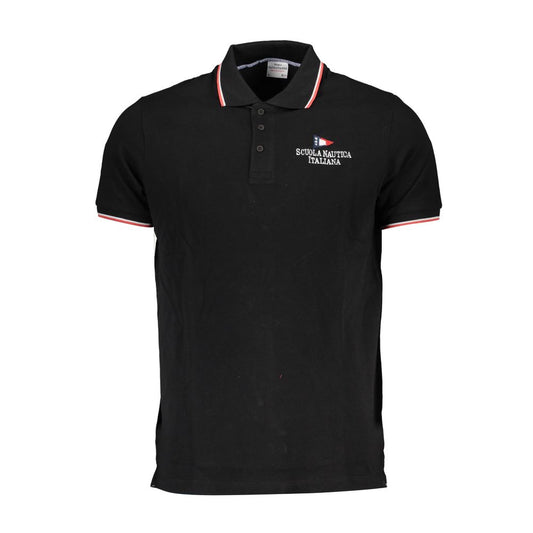 Scuola Nautica Black Cotton Polo Shirt
