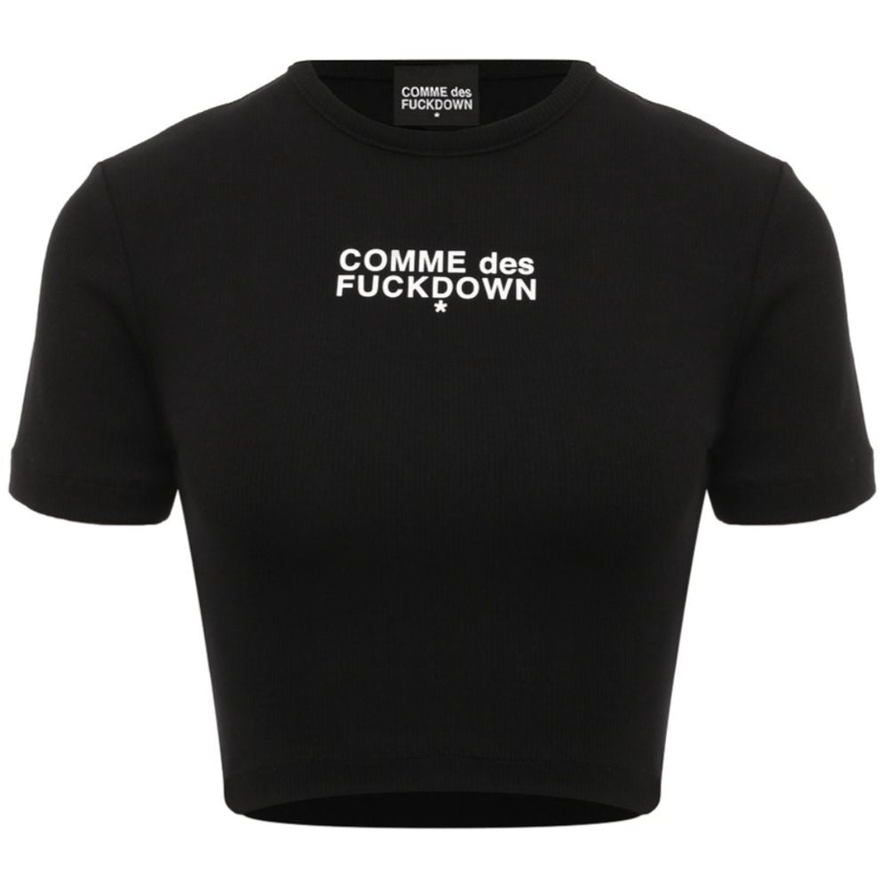 Comme Des Fuckdown Black Cotton Tops & T-Shirt