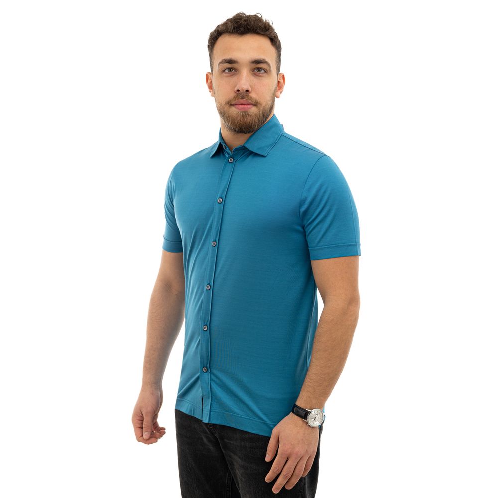 Canali Blue Cotton Shirt
