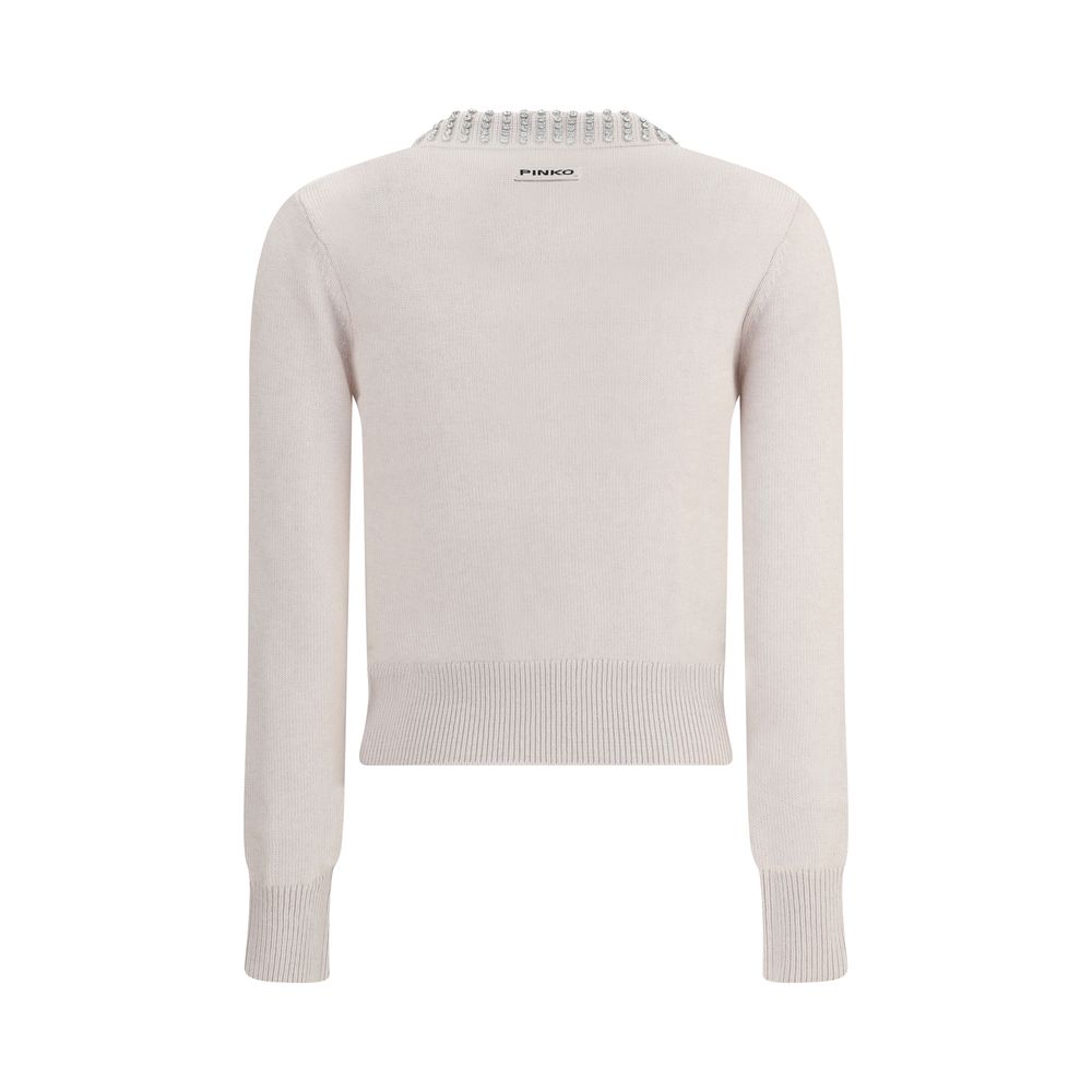 PINKO Rhinestone-decorated collar Sweater