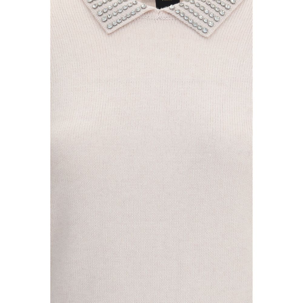 PINKO Rhinestone-decorated collar Sweater