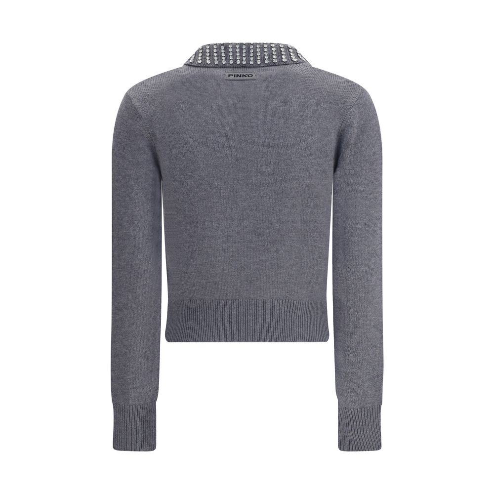 PINKO Rhinestone-decorated collar Sweater