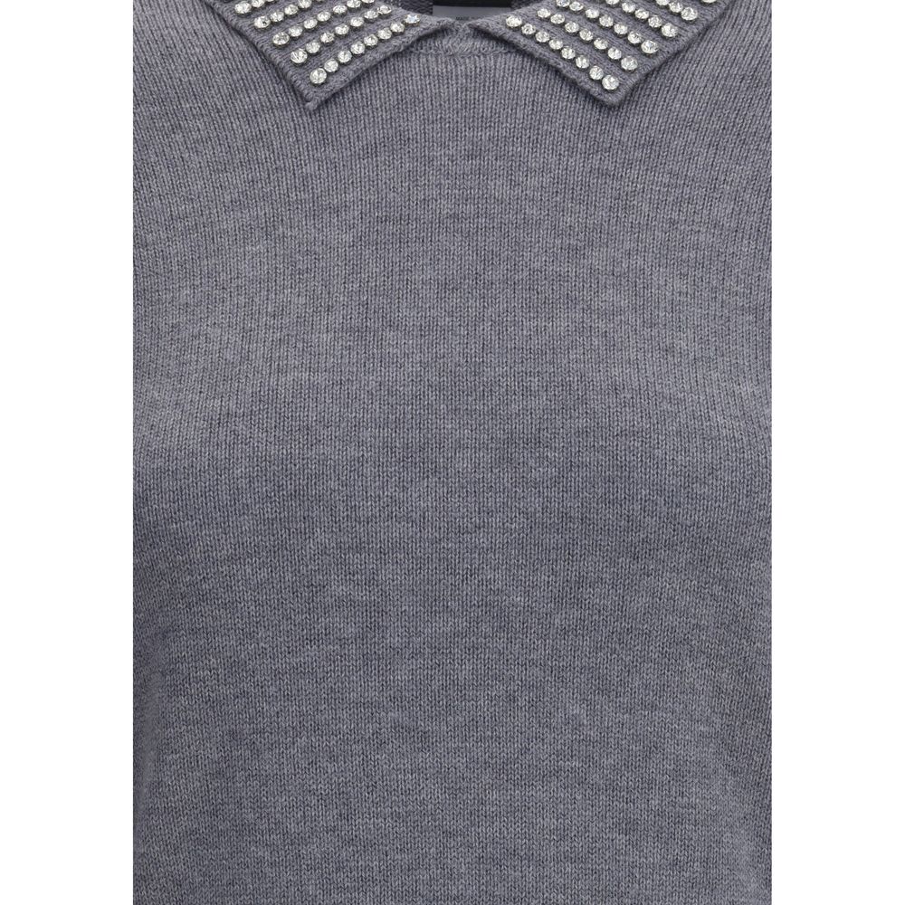 PINKO Rhinestone-decorated collar Sweater