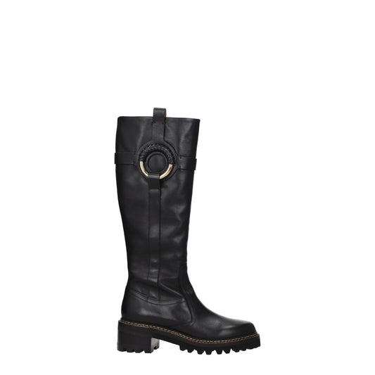 See By Chloé Black Leather Over The Knee