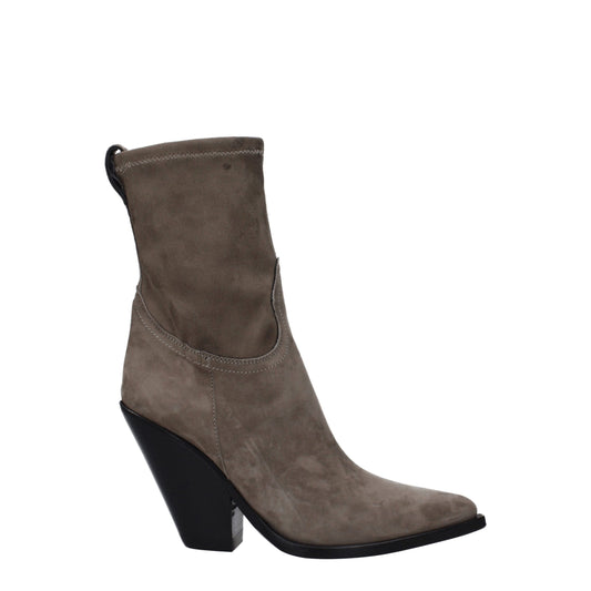 Sonora Gray Leather Ankle Boots