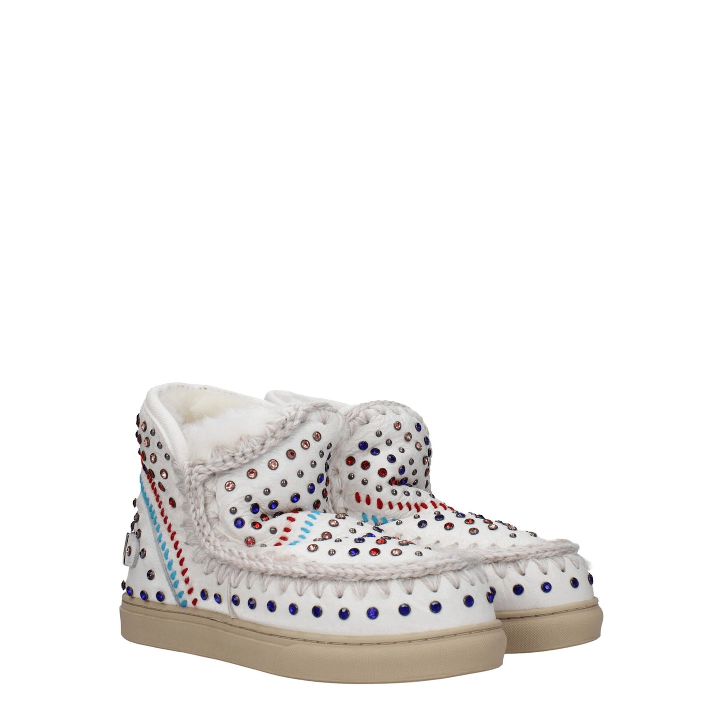 Mou White Leather Ankle Boots