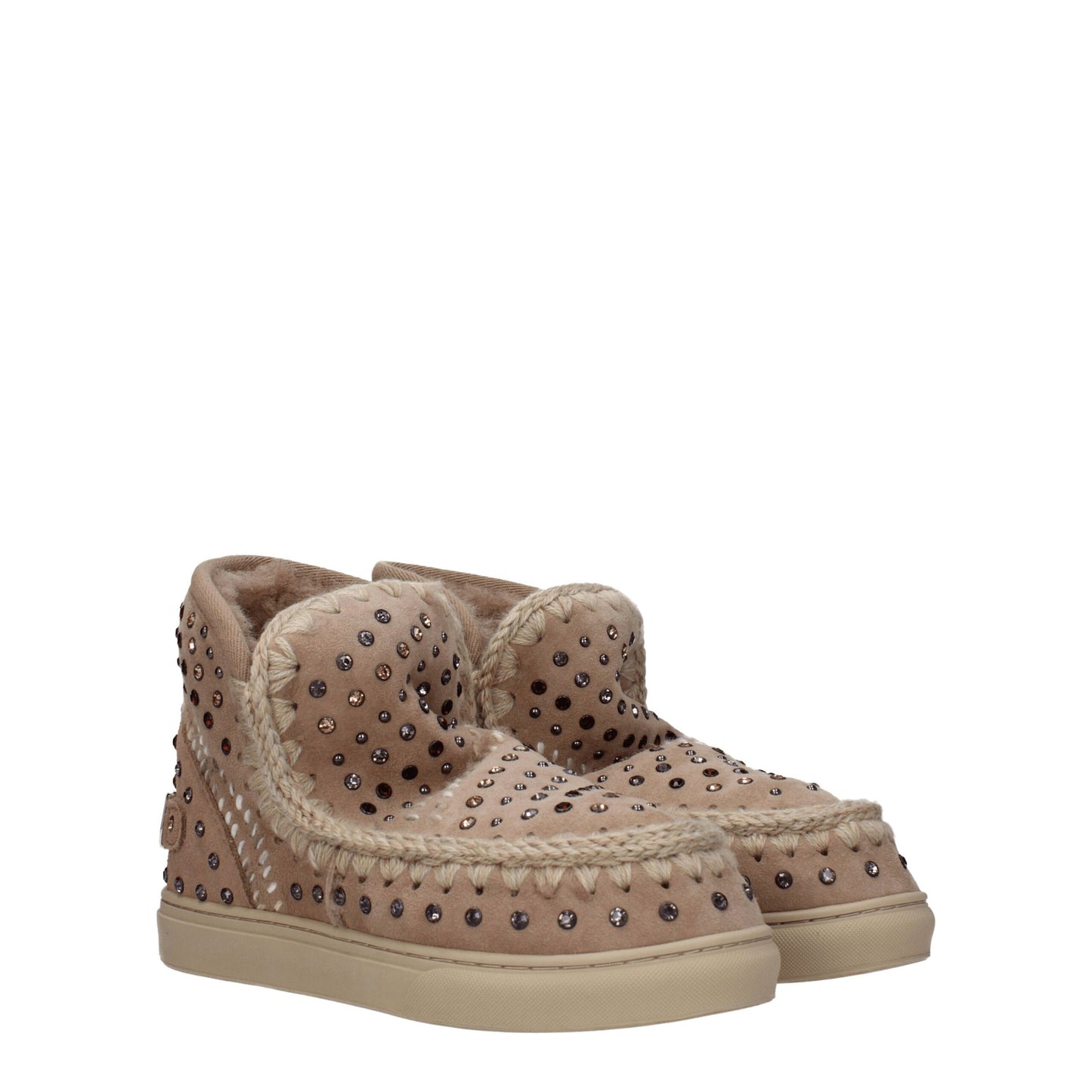 Mou Beige Leather Ankle Boots