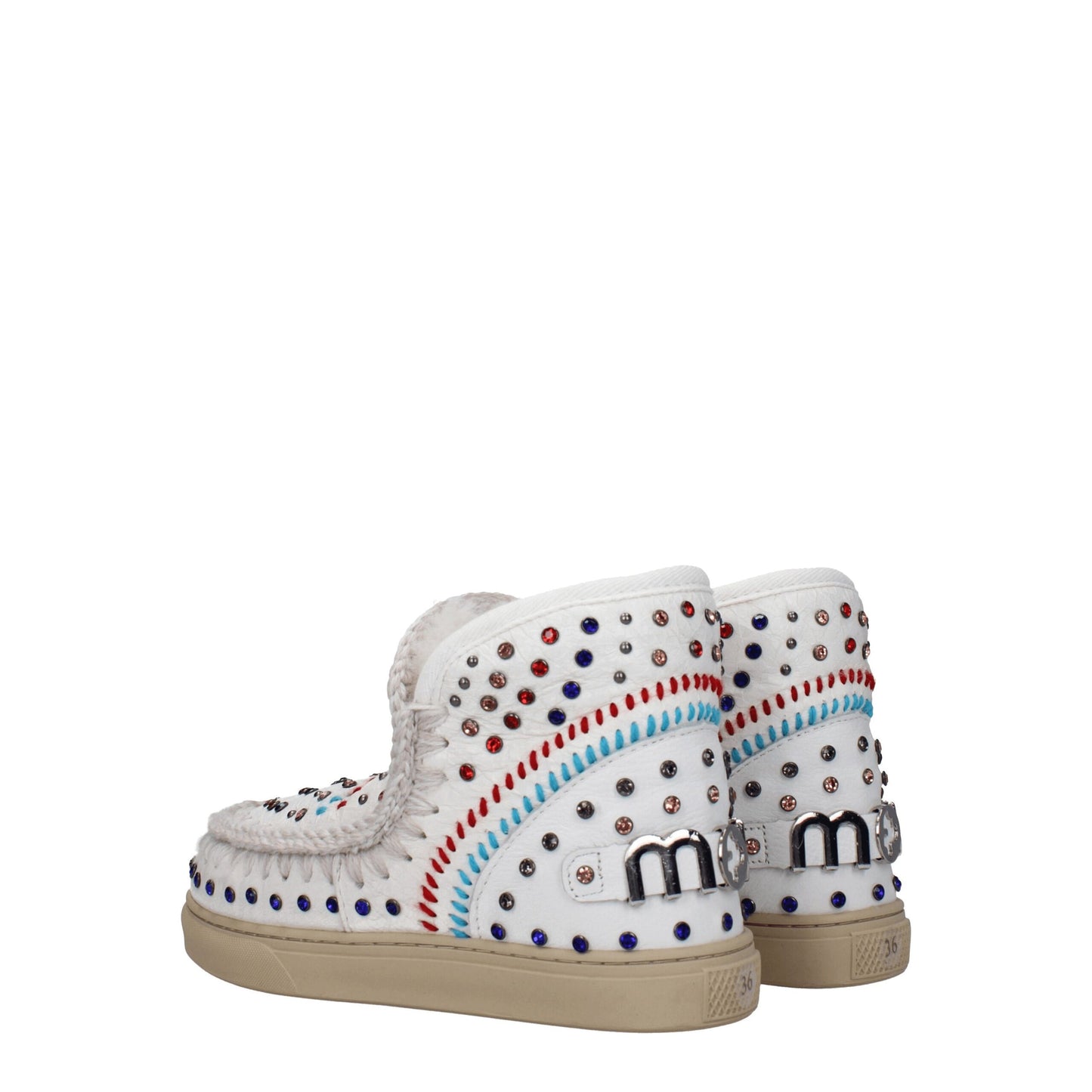 Mou White Leather Ankle Boots