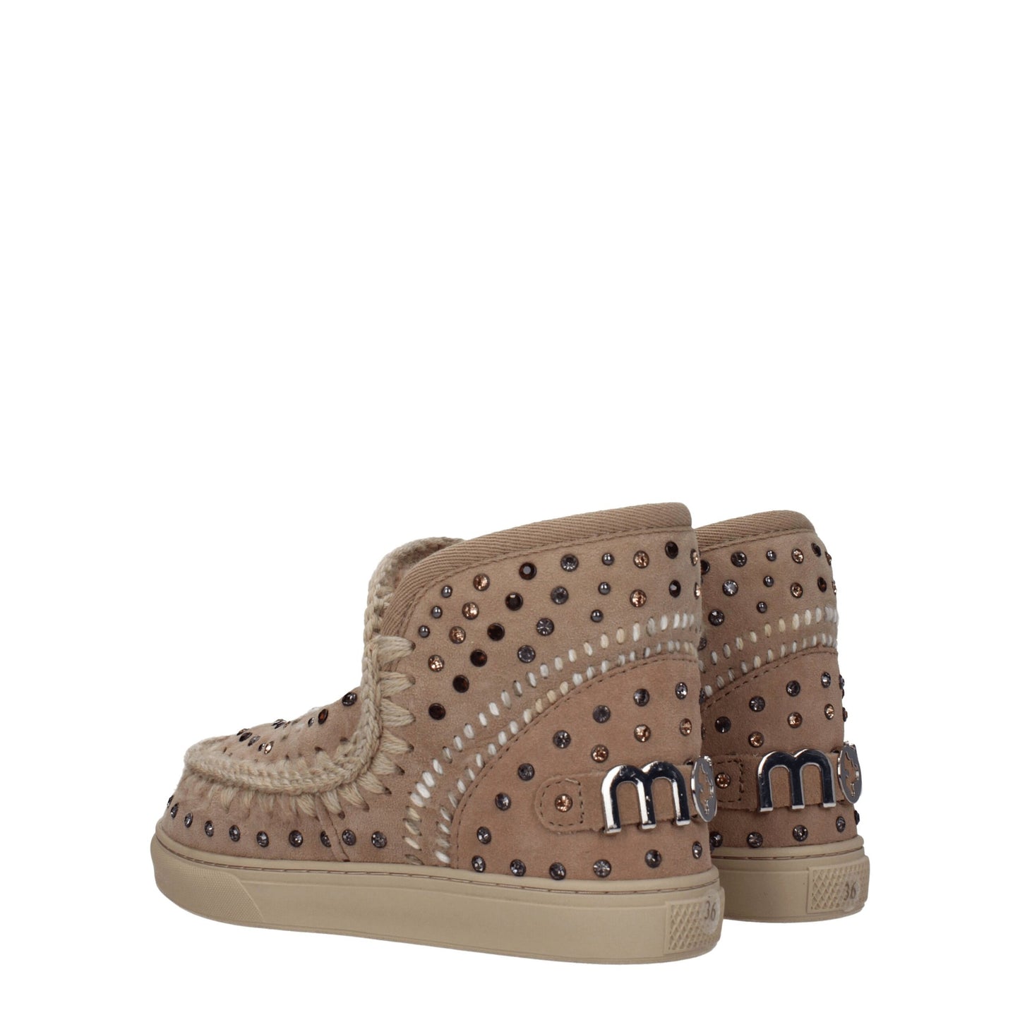 Mou Beige Leather Ankle Boots