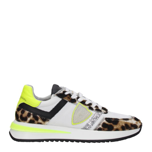 Philippe Model White Fabric Athletic Sneakers