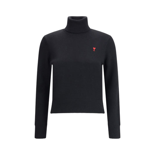Ami Paris Black Merino Wool Turtleneck