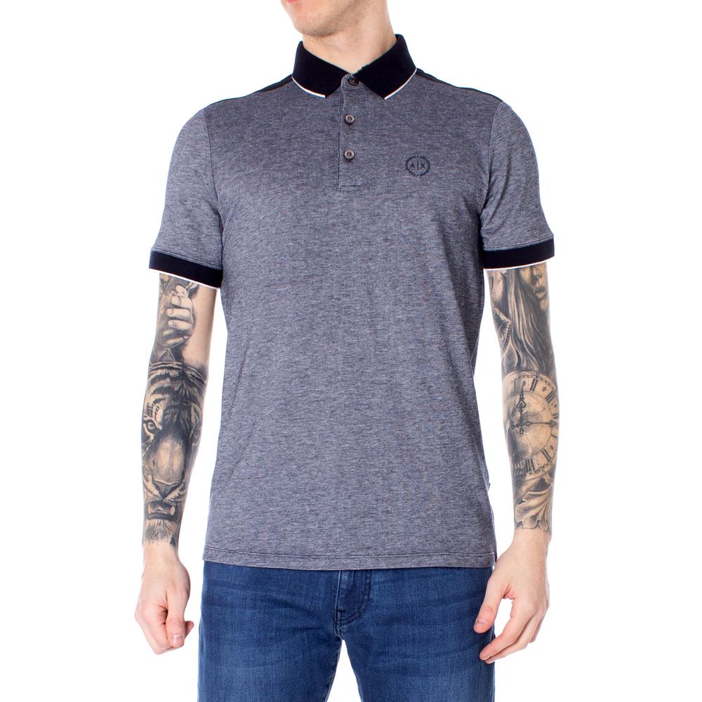 Armani Exchange Modra bombažna polo majica