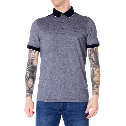 Armani Exchange Modra bombažna polo majica