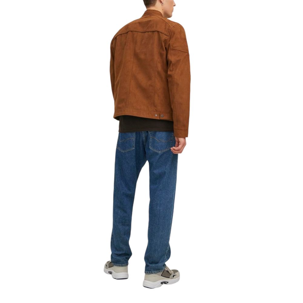 Jack Jones Beige Artificial Leather Jackets & Coat