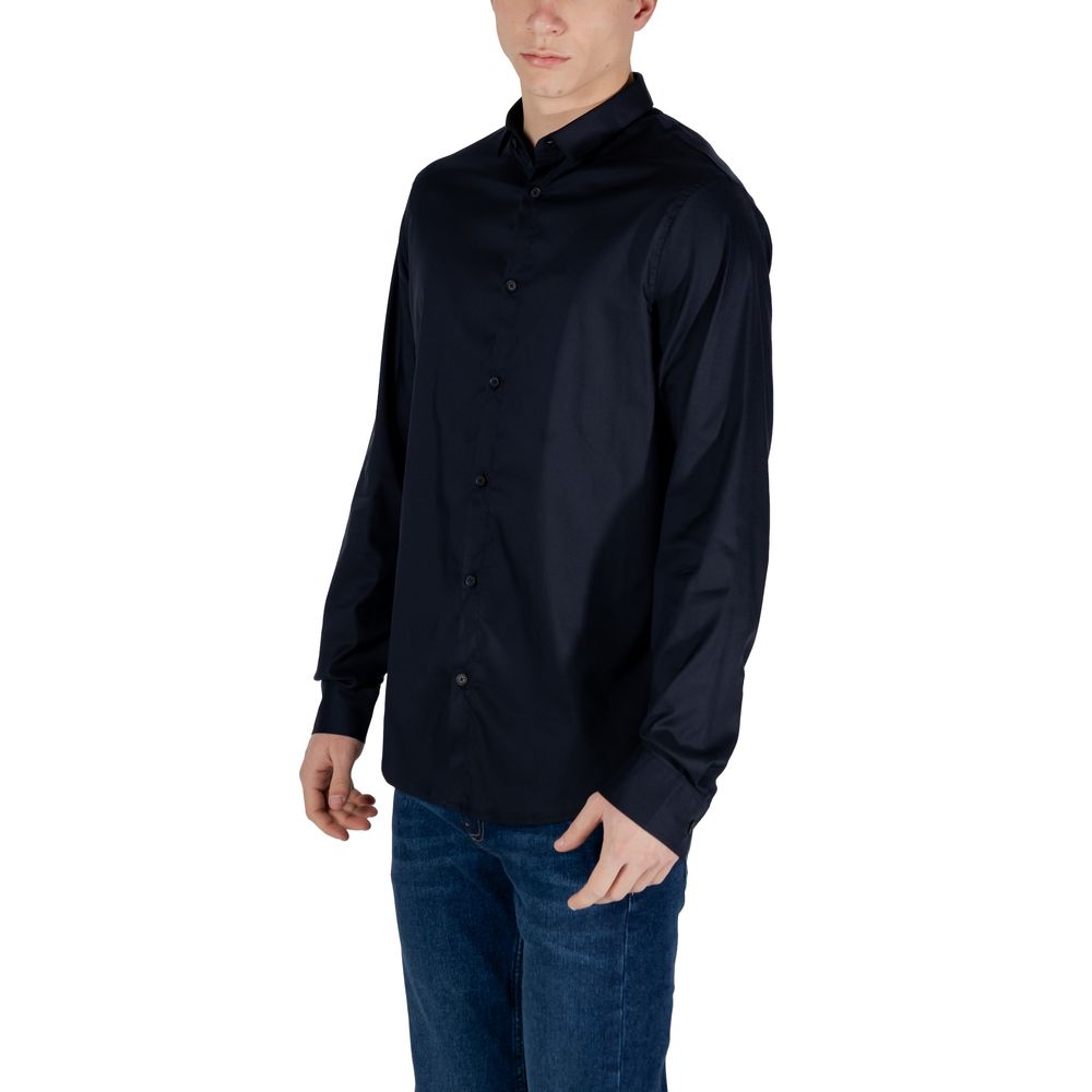 Armani Exchange Blue Lyocell Shirt