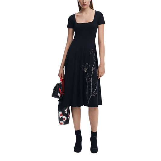 Desigual Black Cotton Midi
